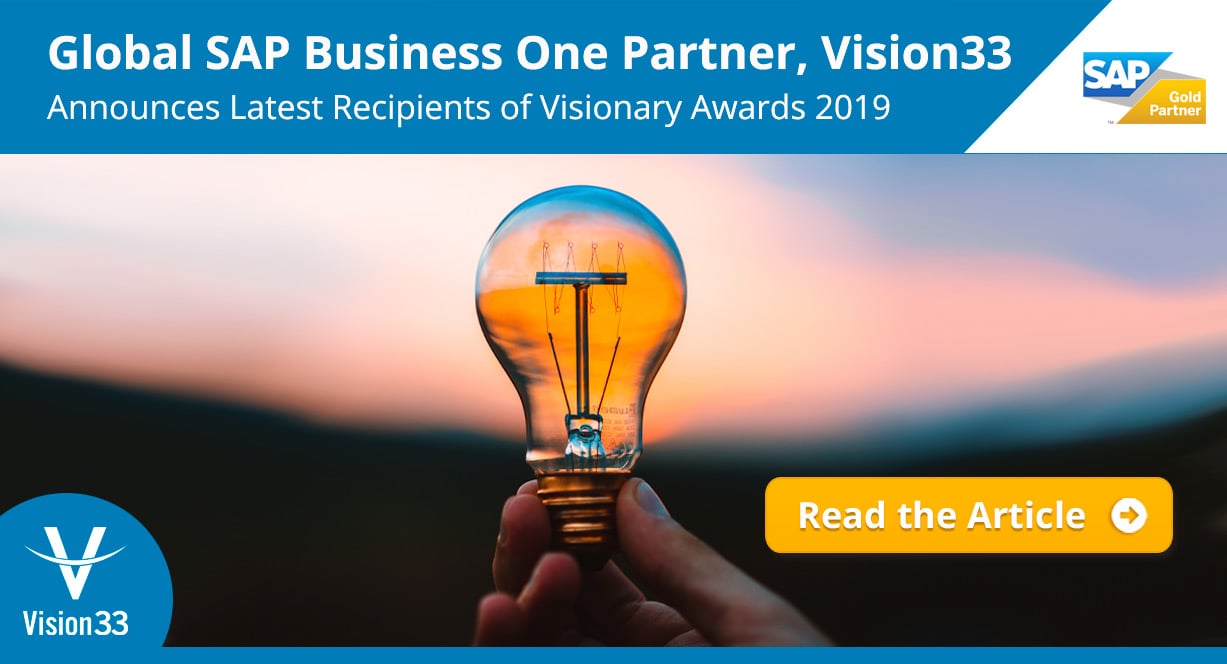 Global SAP Business One Partner, Vision33, Announces Latest Recipients ...